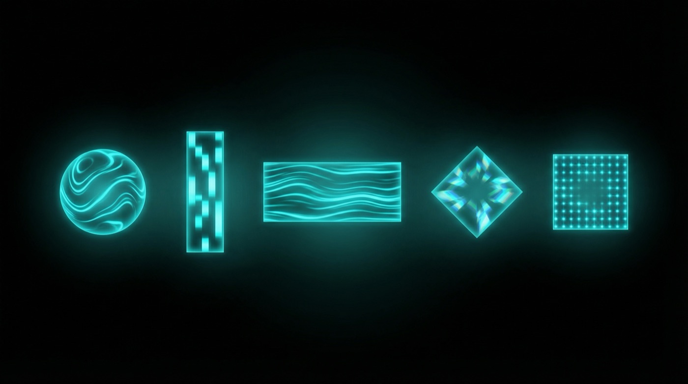 Abstract illustration of diverse content formats and their unique characteristics